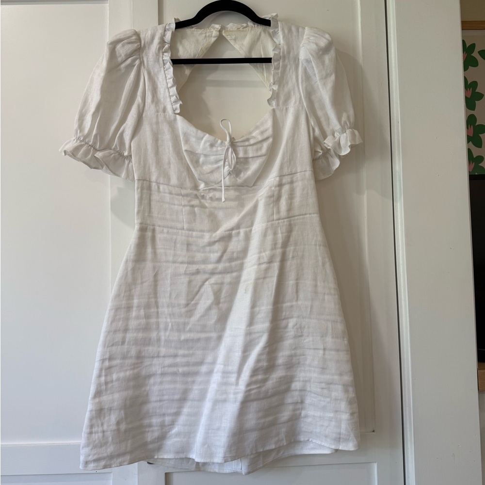 Reformation white puff sleeve dress